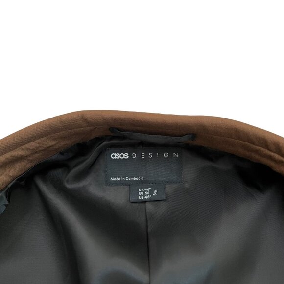 Asos Mens Longline One Button Blazer Brown 46 Regular NWOT Preppy‎ Academia Fall - Picture 10 of 16